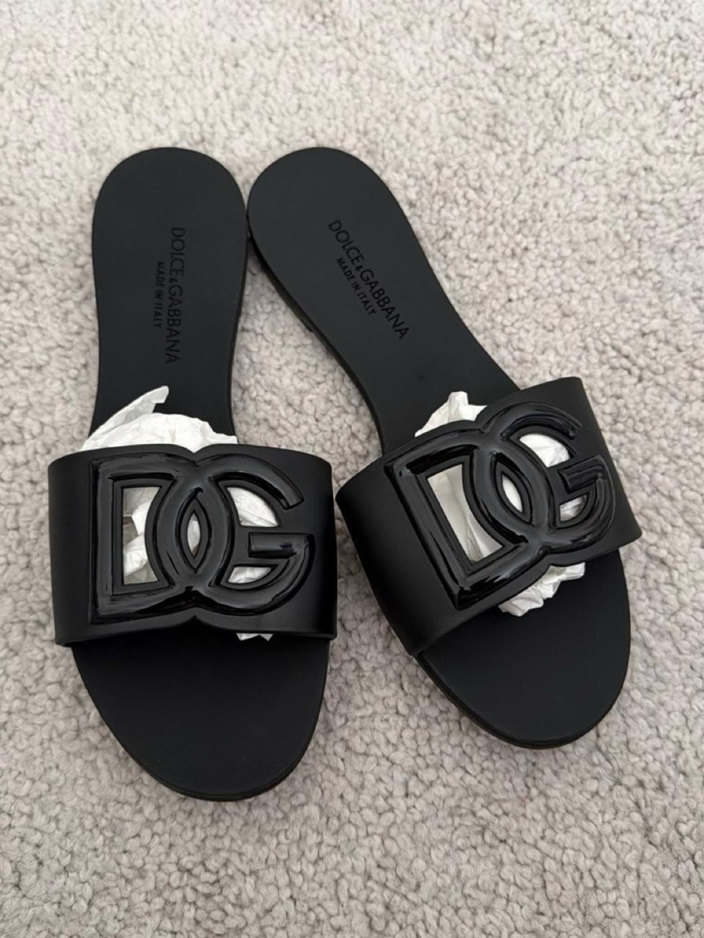 Dolce & Gabbana Black Slide Sandals with DG Logo Size EU 40 US 9/9.5
